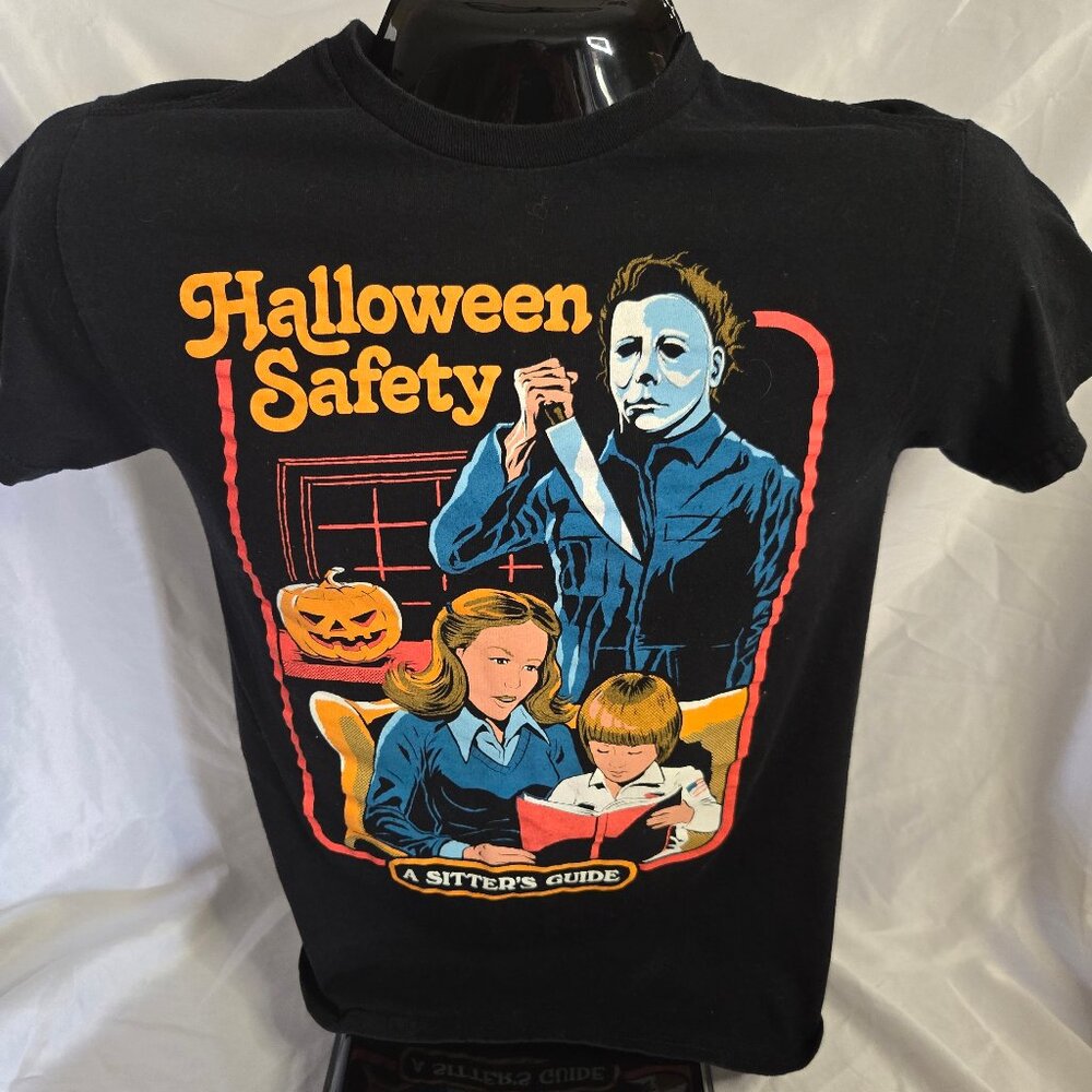 Halloween Safety ' A Sitters Guide ' Black T-shirt (S) Creepy Co Tagless